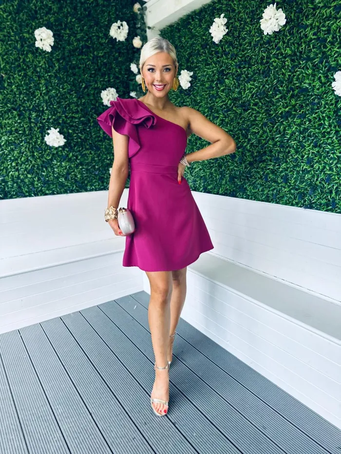 Women Mini Canella Lane Penelope Occasion Mini Dress Berry