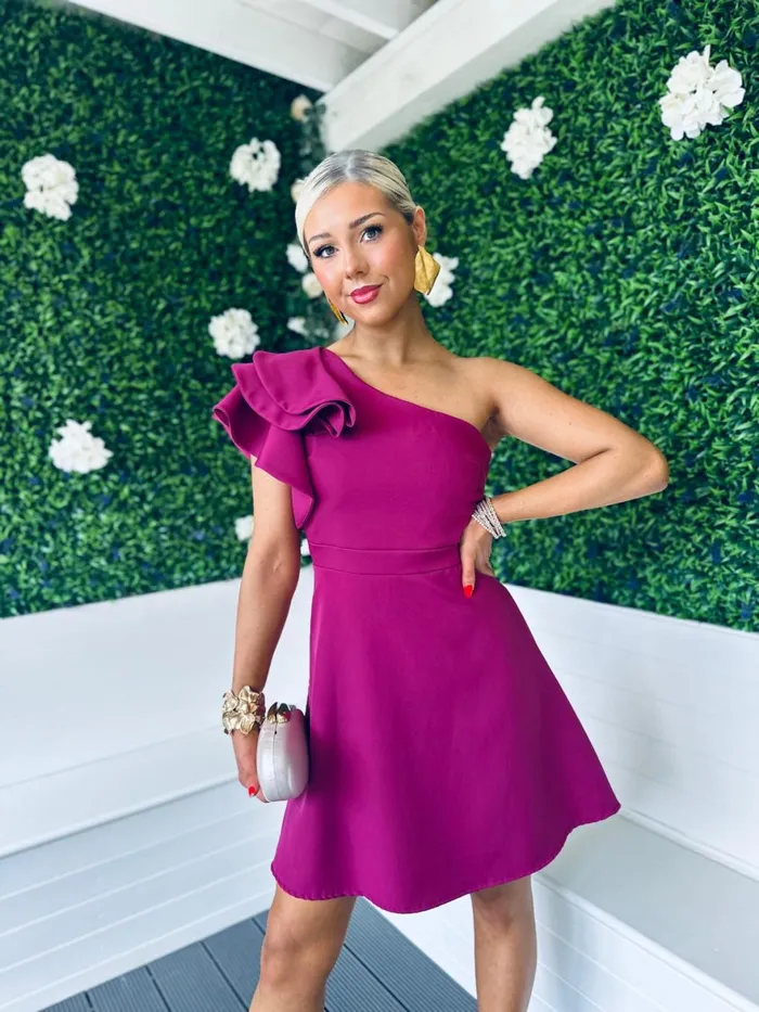 Women Mini Canella Lane Penelope Occasion Mini Dress Berry