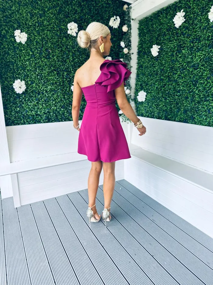 Women Mini Canella Lane Penelope Occasion Mini Dress Berry