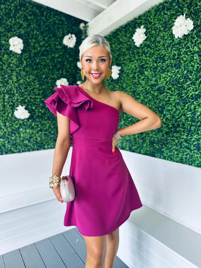 Women Mini Canella Lane Penelope Occasion Mini Dress Berry