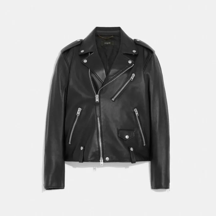 Women Moto Jacket Black Coach Jackets and Outerwear