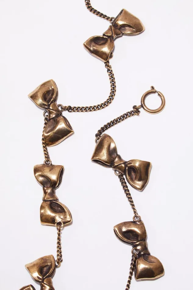 Women Multi Bow Necklace Antique Gold Acne Studios Jewellery