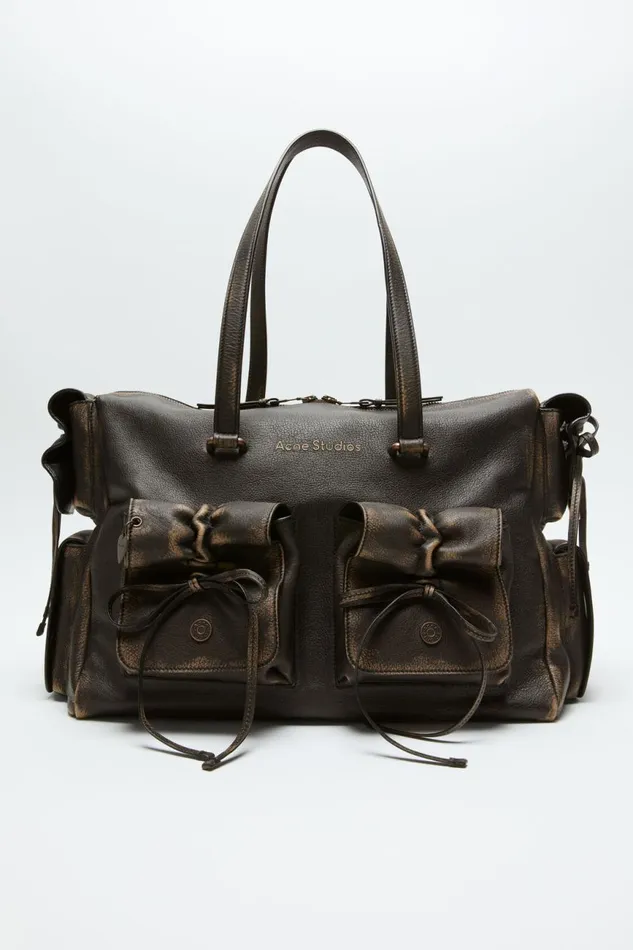 Women Multipocket Tote Bag Dark Brownbeige Acne Studios Bags