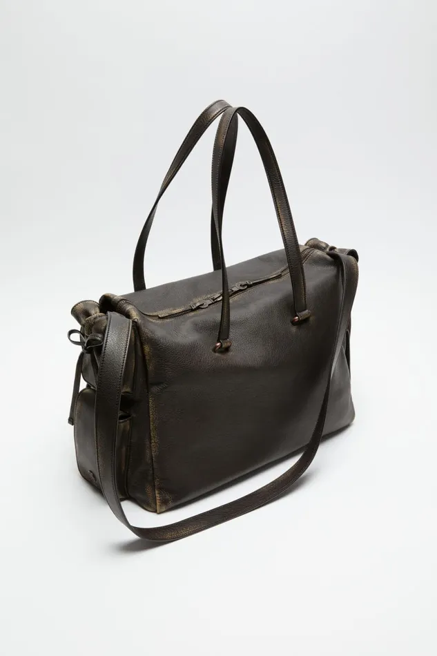 Women Multipocket Tote Bag Dark Brownbeige Acne Studios Bags