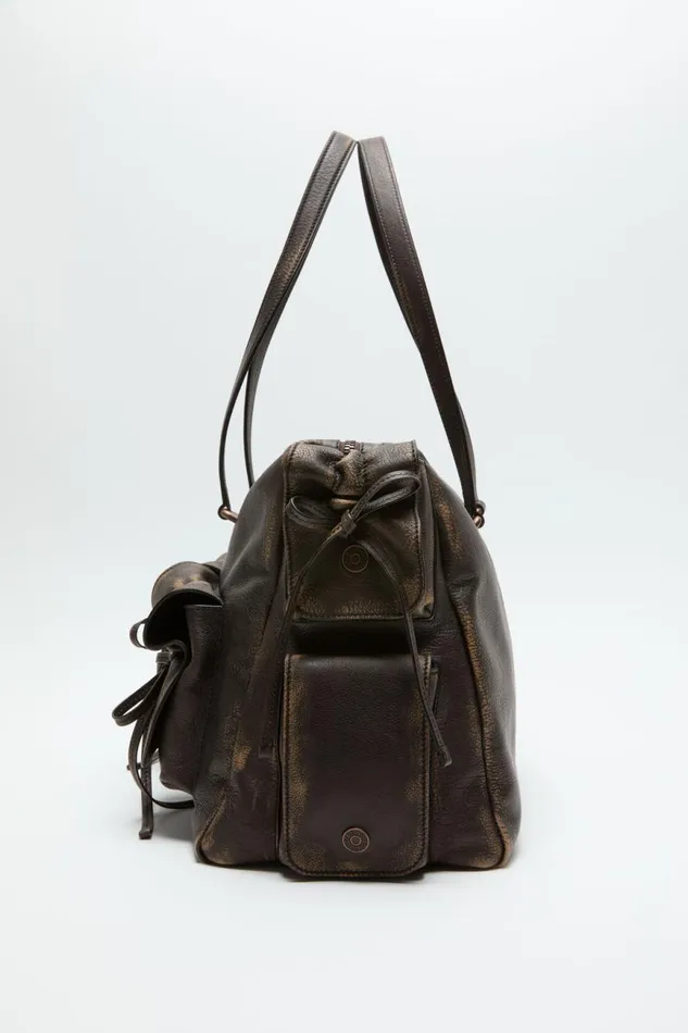 Women Multipocket Tote Bag Dark Brownbeige Acne Studios Bags
