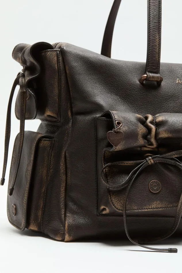 Women Multipocket Tote Bag Dark Brownbeige Acne Studios Bags
