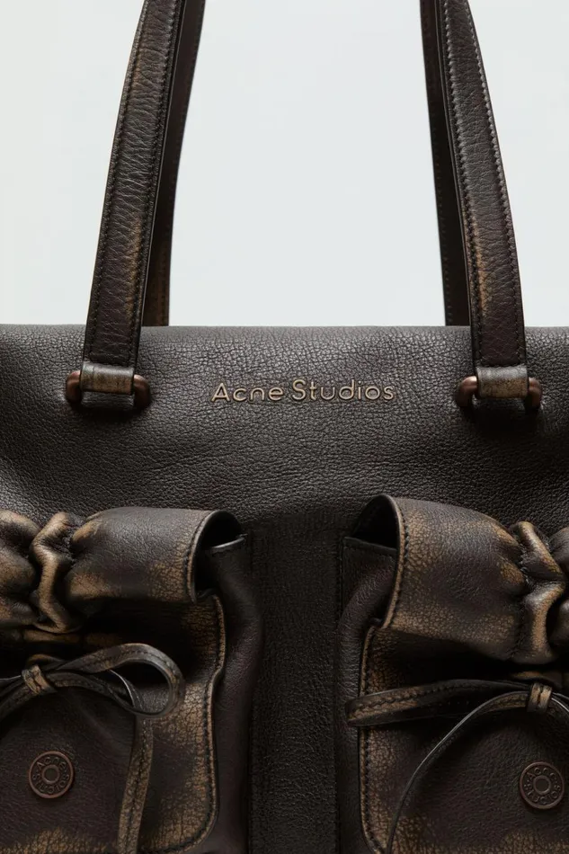 Women Multipocket Tote Bag Dark Brownbeige Acne Studios Bags