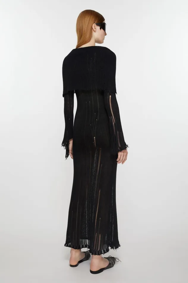 Women Open Knit Dress Brownblack Acne Studios Dresses