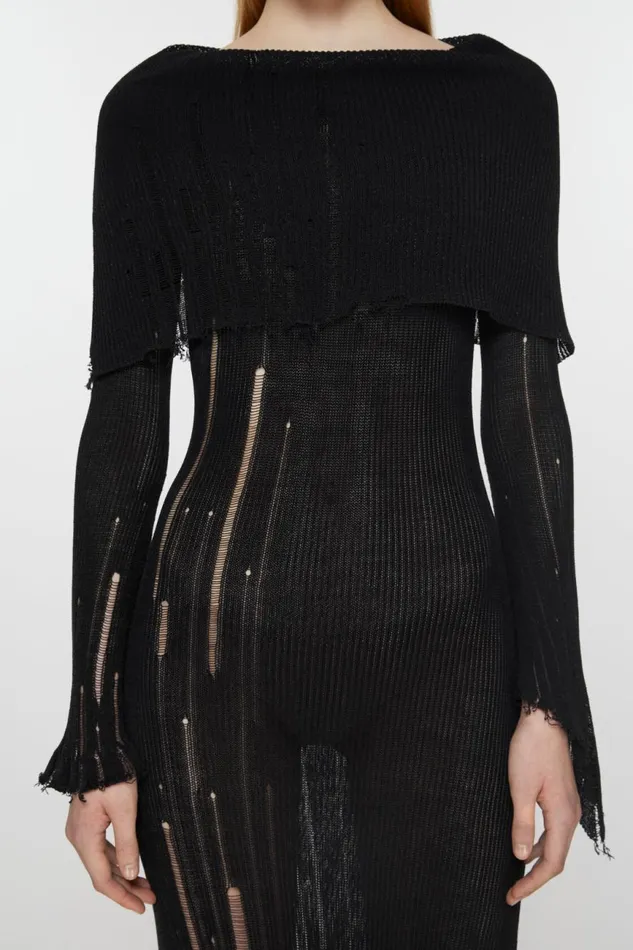 Women Open Knit Dress Brownblack Acne Studios Dresses