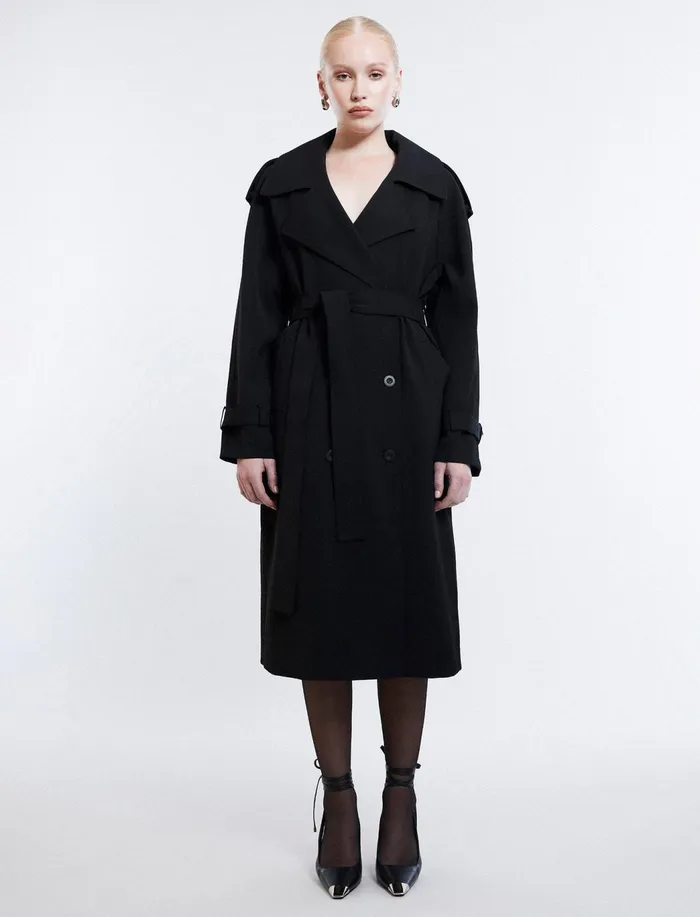 Women Outerwear BCBG Belther Trench Coat Black