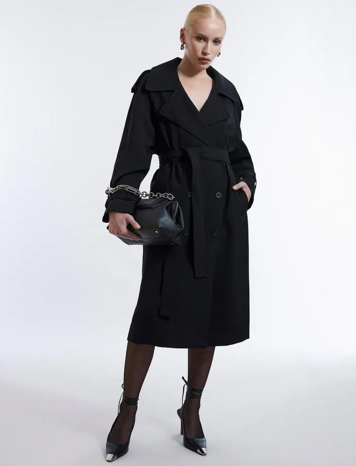 Women Outerwear BCBG Belther Trench Coat Black