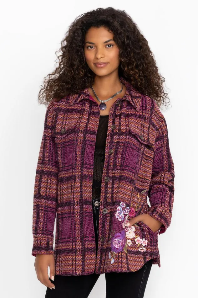 Women Outerwear Johnny Was SHIRT JACKET Emi Plaid