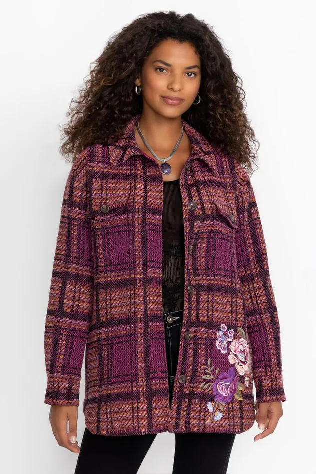 Women Outerwear Johnny Was SHIRT JACKET Emi Plaid