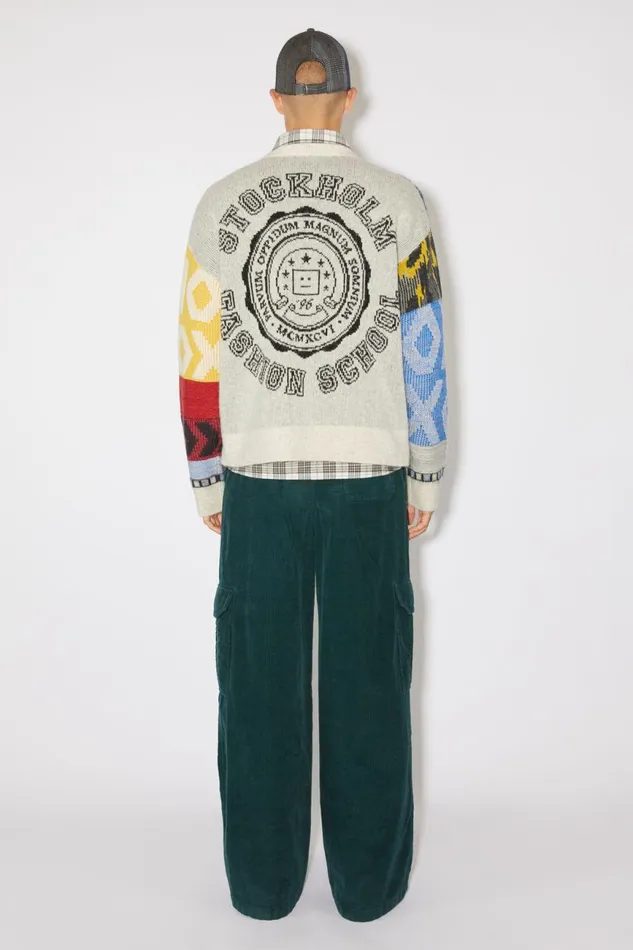 Women Patchwork Crew Neck Jumper Cornflower Bluemulti Acne Studios Knitwear