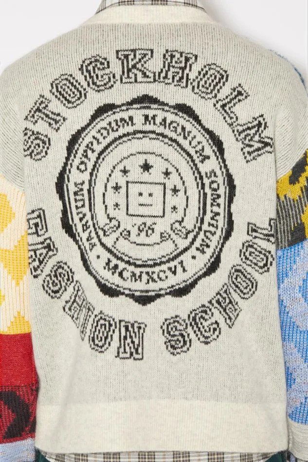 Women Patchwork Crew Neck Jumper Cornflower Bluemulti Acne Studios Knitwear