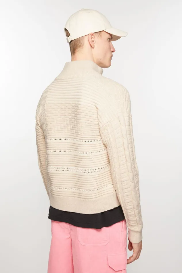 Women Patchwork Knit Cardigan Oatmeal Melange Acne Studios Knitwear