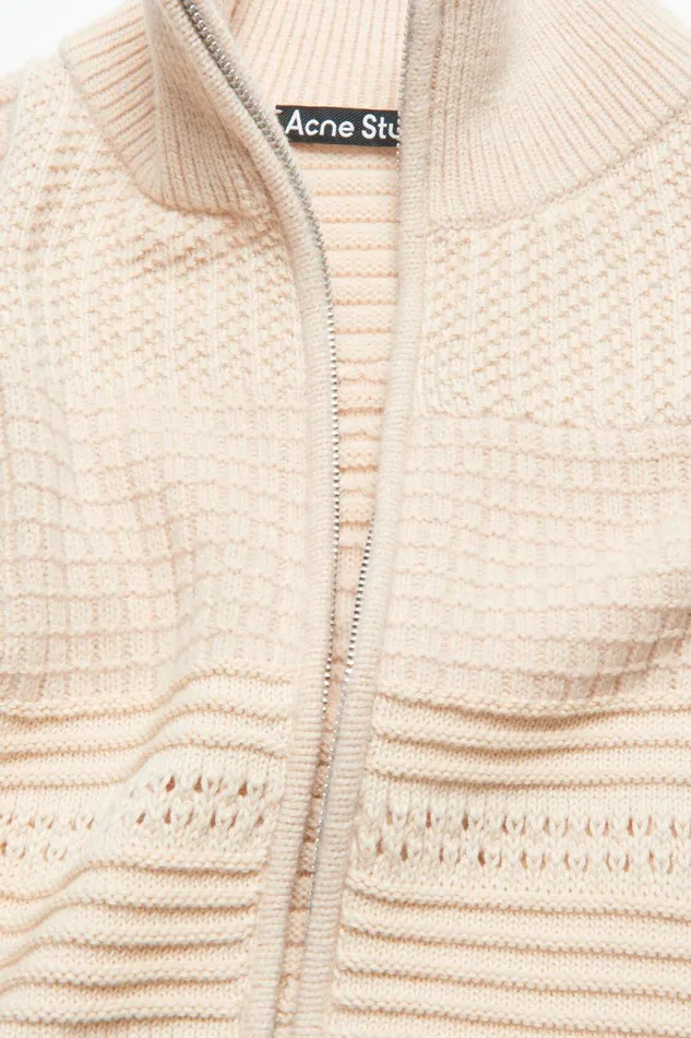 Women Patchwork Knit Cardigan Oatmeal Melange Acne Studios Knitwear