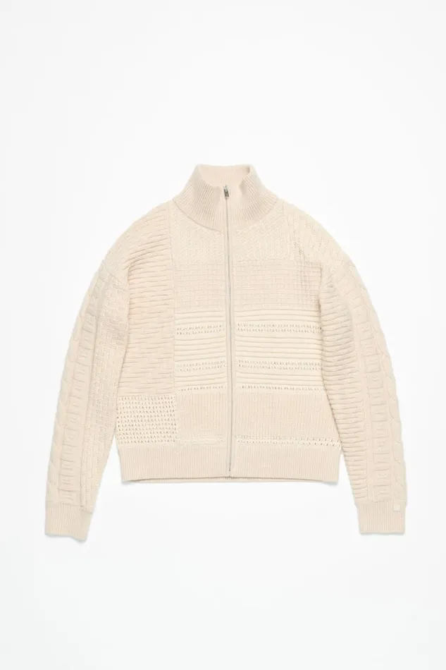 Women Patchwork Knit Cardigan Oatmeal Melange Acne Studios Knitwear