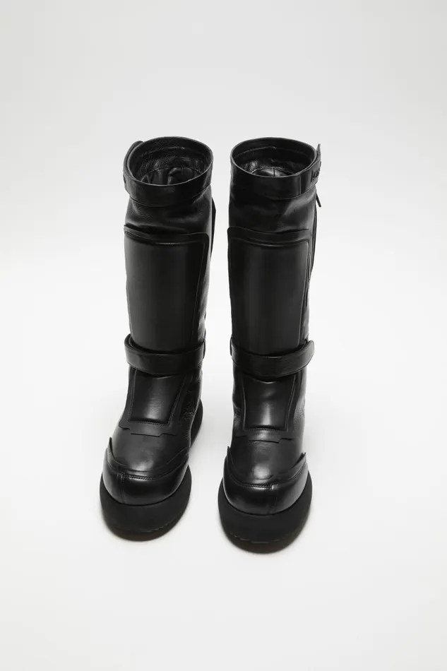Women Patchwork Leather Boots Black Acne Studios Shoes