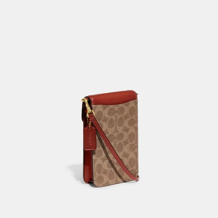 Women Phone Crossbody In Signature Canvas Brasstanrust Coach Crossbody Wallets