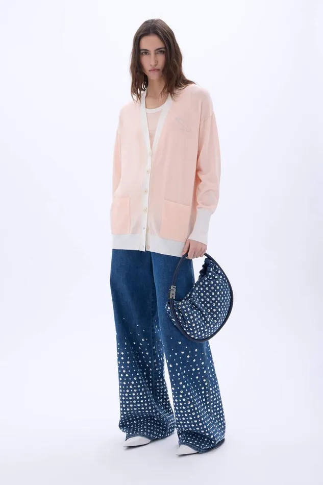Women Pin Cardigan Peach Beige Sonia Rykiel Cardigans