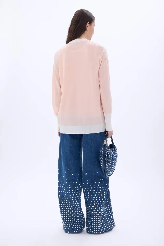 Women Pin Cardigan Peach Beige Sonia Rykiel Cardigans