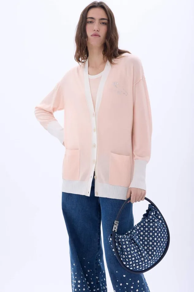 Women Pin Cardigan Peach Beige Sonia Rykiel Cardigans