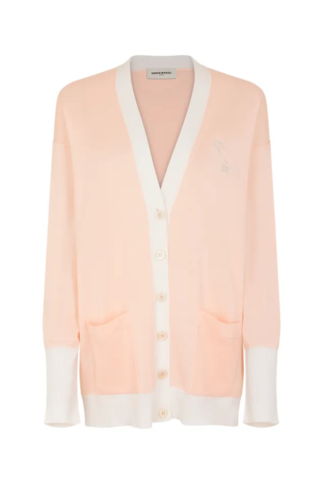 Women Pin Cardigan Peach Beige Sonia Rykiel Cardigans