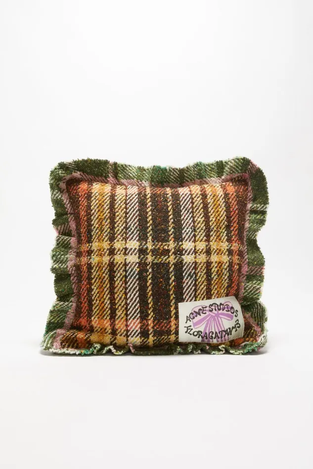 Women Plaid Pillow Browngreen Acne Studios Objects