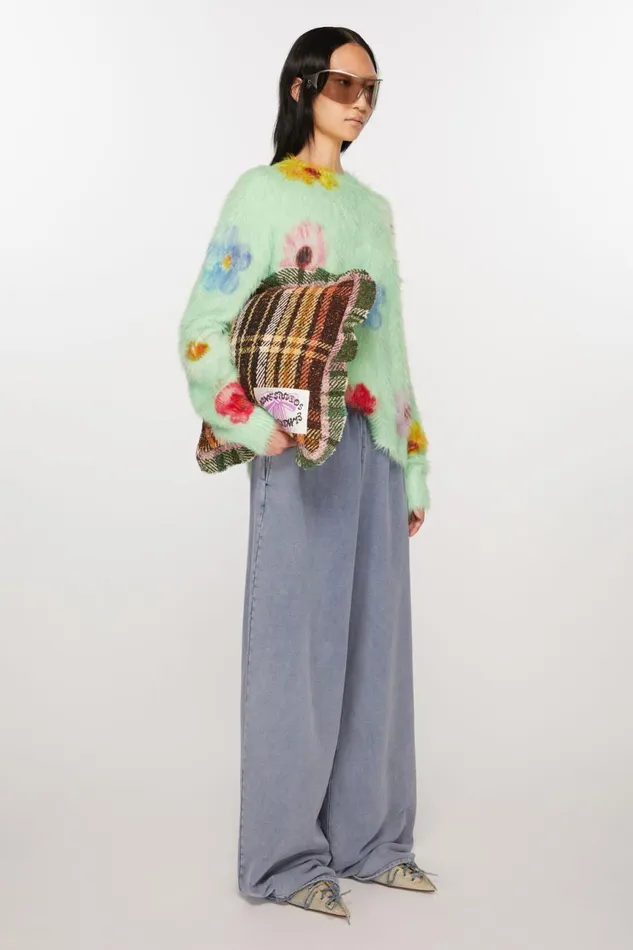 Women Plaid Pillow Browngreen Acne Studios Objects