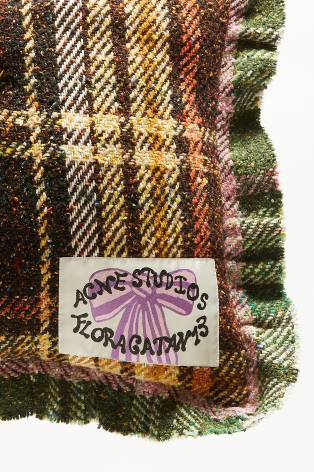 Women Plaid Pillow Browngreen Acne Studios Objects