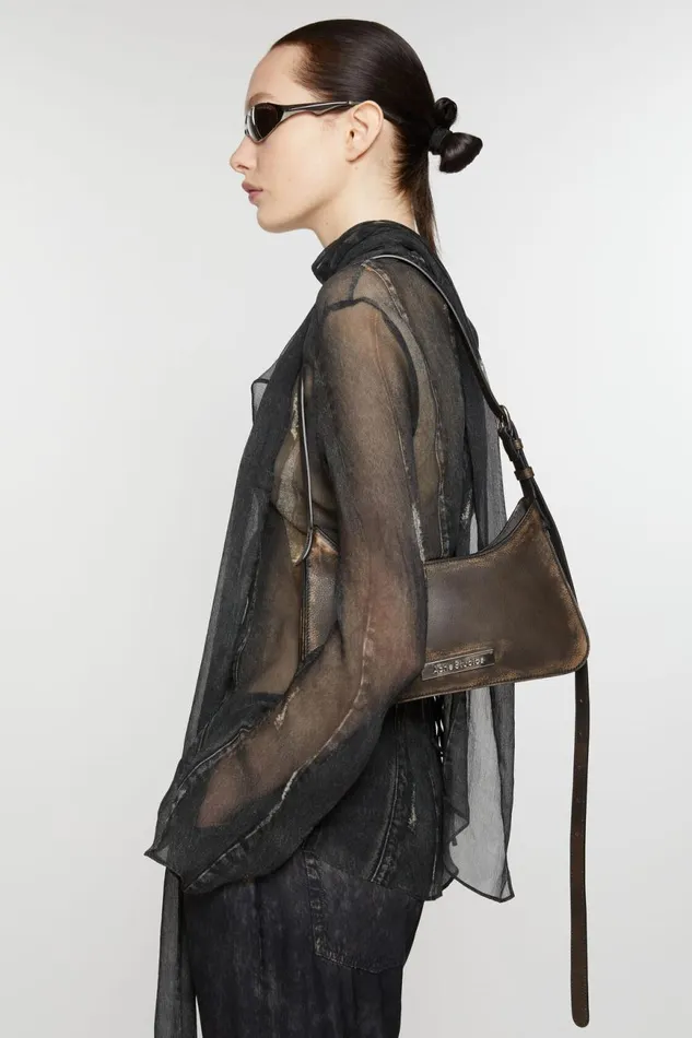 Women Platt Mini Shoulder Bag Dark Brownbeige Acne Studios Bags