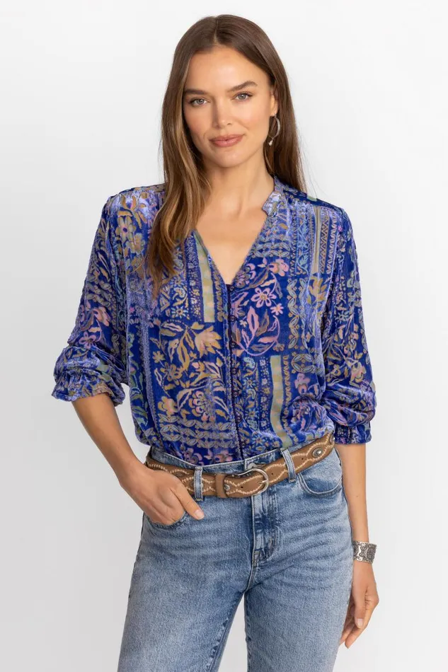 Women Plus Size Johnny Was JOASIE BURNOUT BLOUSE Persephone