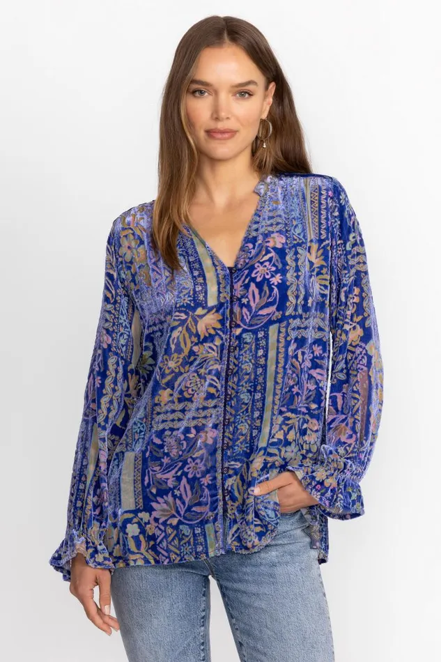 Women Plus Size Johnny Was JOASIE BURNOUT BLOUSE Persephone