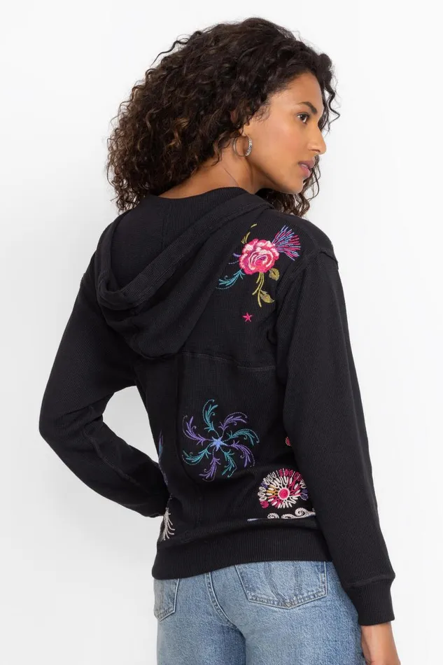 Women Plus Size Johnny Was RELAXED THERMAL HOODIE Black Women Plus Size Johnny Was RELAXED THERMAL HOODIE Black