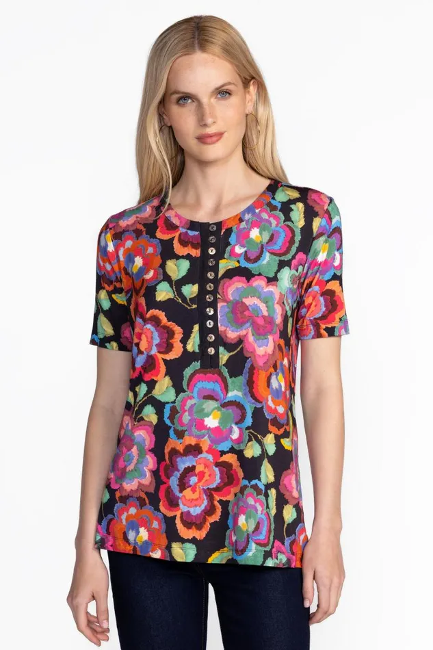 Women Plus Size Johnny Was THE JANIE FAVORITE SHORT SLEEVE HENLEY TEE Calanthe Women Plus Size Johnny Was THE JANIE FAVORITE SHORT SLEEVE HENLEY TEE Calanthe