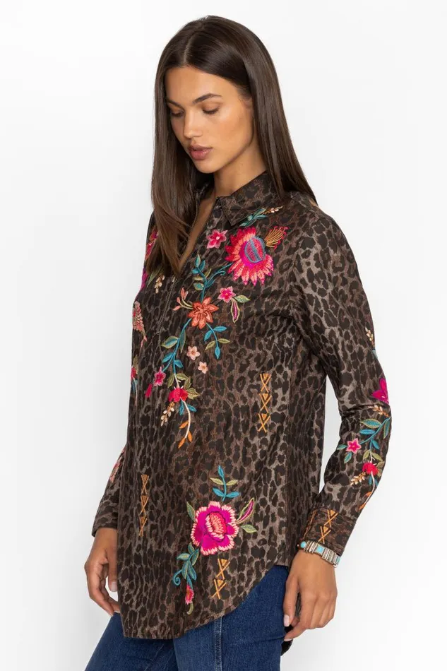 Women Plus Size Johnny Was ZIPUP SHIRT TUNIC Og Leopard Women Plus Size Johnny Was ZIPUP SHIRT TUNIC Og Leopard