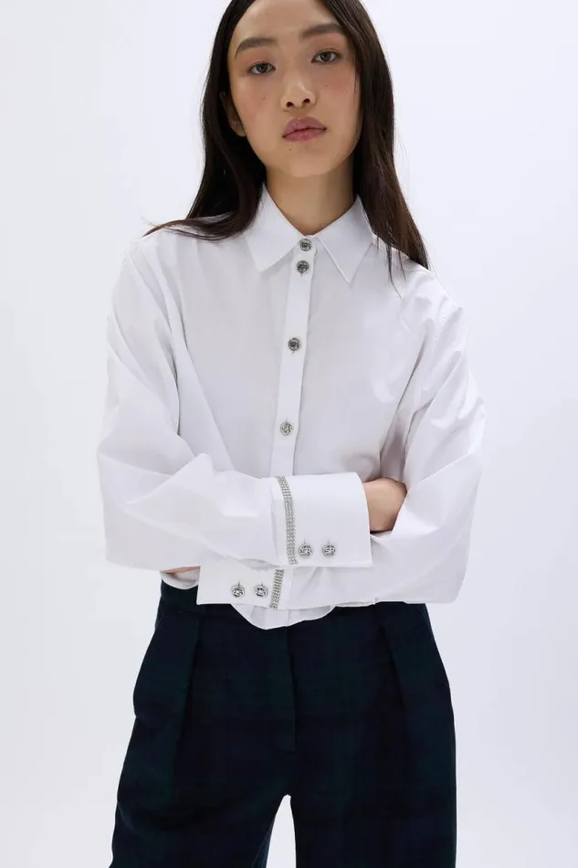 Women Poplin Cropped Shirt White White Sonia Rykiel Shirts
