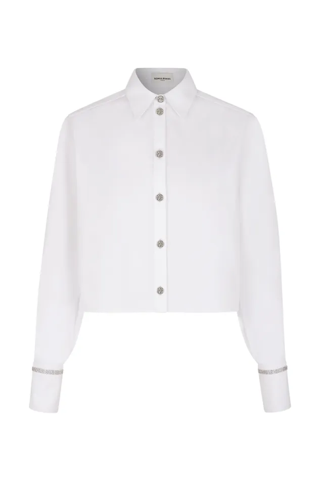 Women Poplin Cropped Shirt White White Sonia Rykiel Shirts
