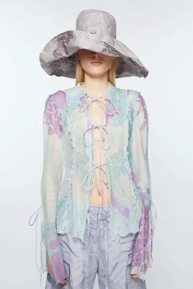 Women Print Blouse Bluelilac Acne Studios Shirts and Blouses