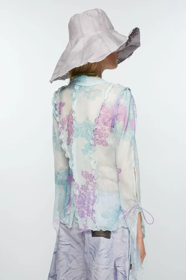 Women Print Blouse Bluelilac Acne Studios Shirts and Blouses