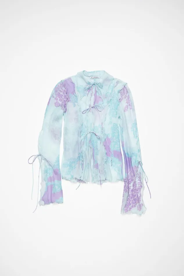 Women Print Blouse Bluelilac Acne Studios Shirts and Blouses