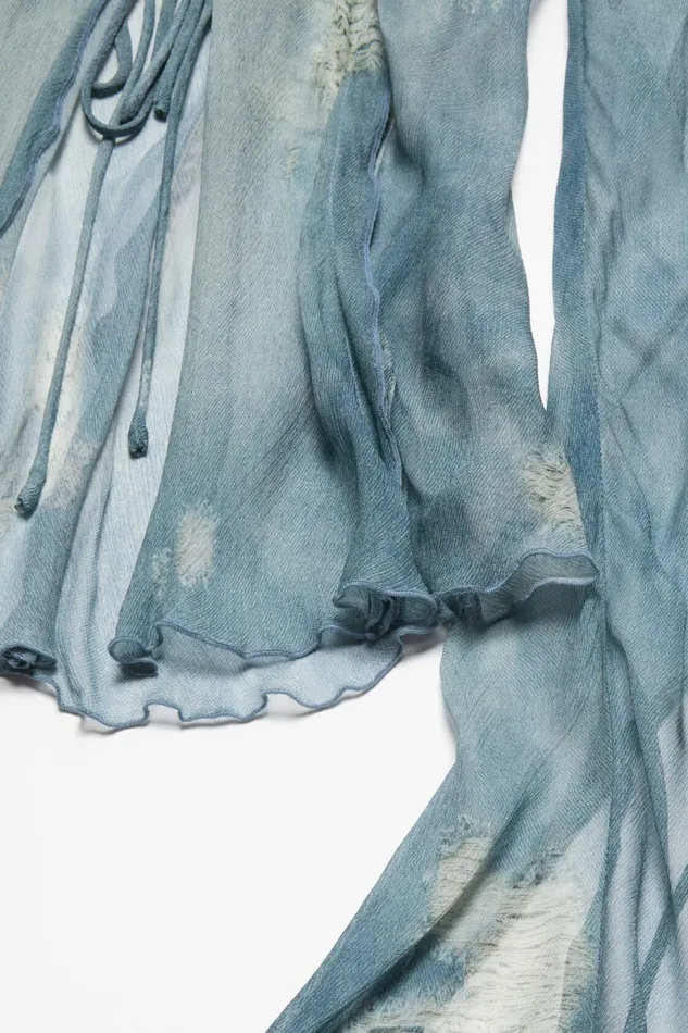 Women Print Blouse Denim Blue Acne Studios Shirts and Blouses