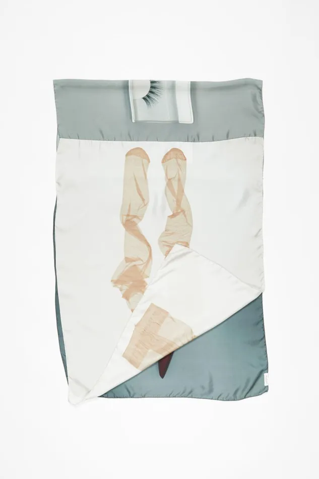 Women Print Silk Scarf Greybeige Acne Studios Scarves