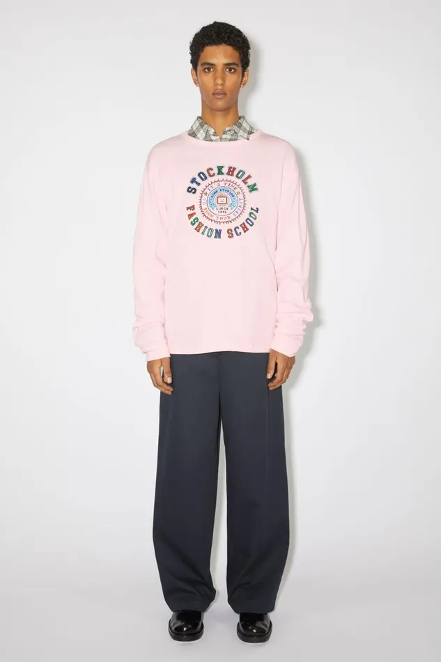 Women Printed Long Sleeve Tshirt 8211 Regular Fit Light Pink Acne Studios Tshirts