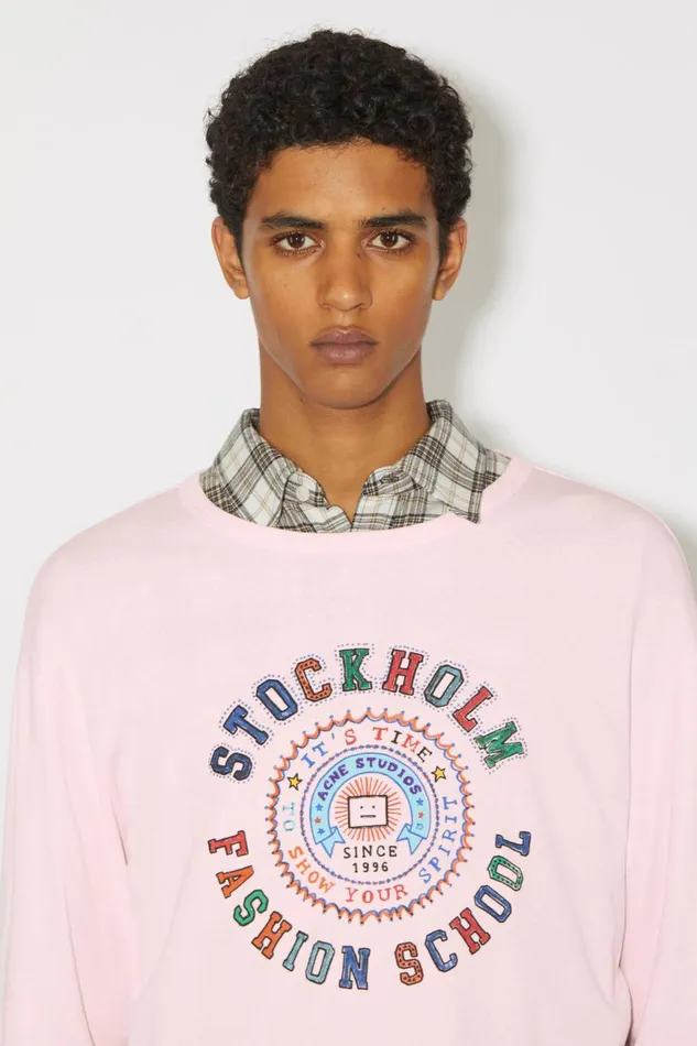 Women Printed Long Sleeve Tshirt 8211 Regular Fit Light Pink Acne Studios Tshirts