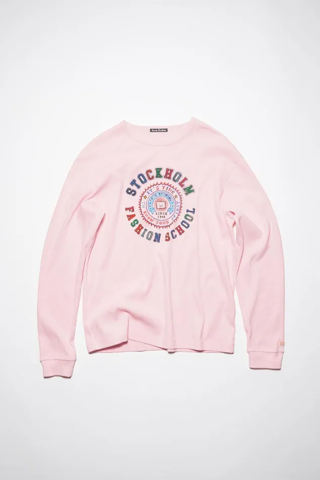 Women Printed Long Sleeve Tshirt 8211 Regular Fit Light Pink Acne Studios Tshirts