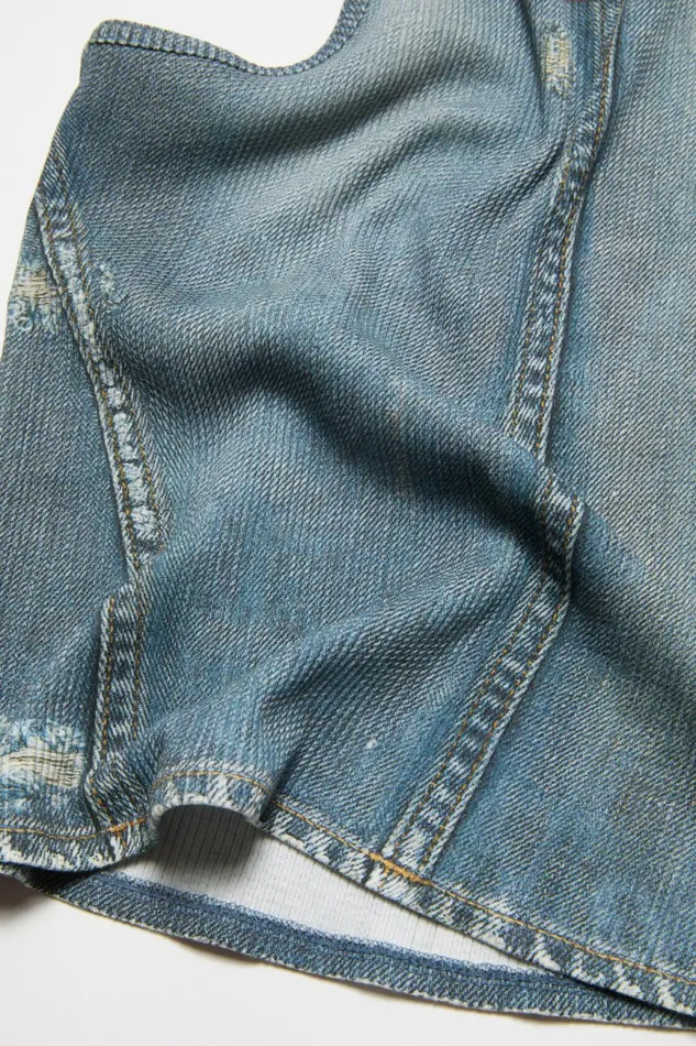 Women Printed Tank Top Denim Blue Acne Studios Tshirts