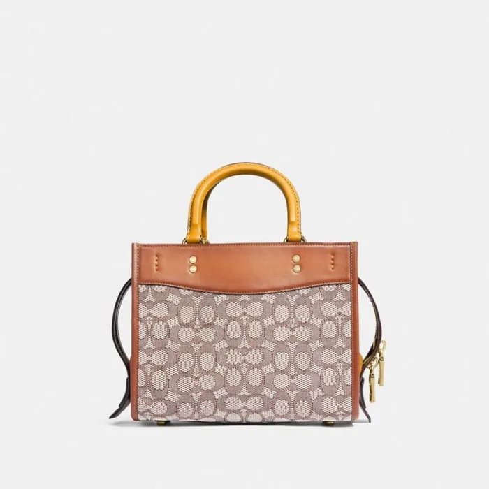 Women Rogue 25 In Signature Textile Jacquard Brasscocoa Burnished Amb Coach Satchels and Top Handles