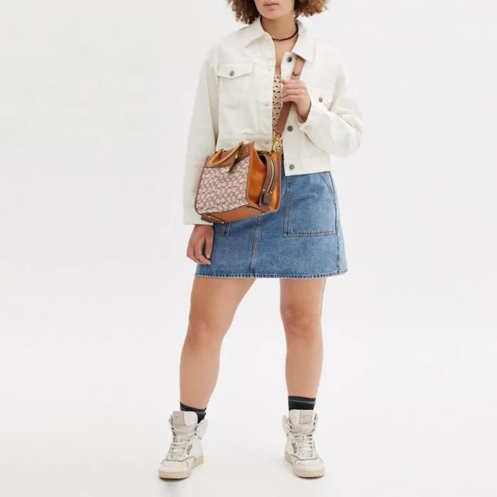 Women Rogue 25 In Signature Textile Jacquard Brasscocoa Burnished Amb Coach Satchels and Top Handles